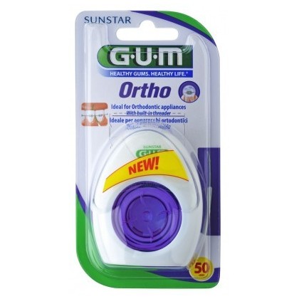 GUM Sunstar Ortho Floss - nić dentystyczna do aparatów ortodontycznych, 50 szt.