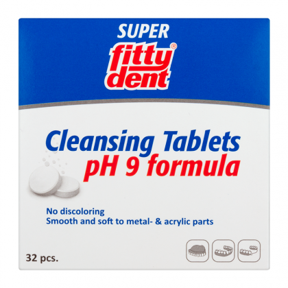 FITTYDENT Super - Tabletki do czyszczenia ruchomych aparatów retencyjnych (retainerów), ortodontycznych i protez - 32 sztuki