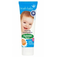 BRUSH-BABY - pasta do zębów z fluorem i xylitolem dla dzieci w wieku 0-2 lat - smak jabłkowo-miętowy, 50 ml