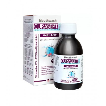 CURASEPT ADS IMPLANT - Płyn do płukania jamy ustnej z chlorheksydyną i kwasem hialuronowym - 200 ml