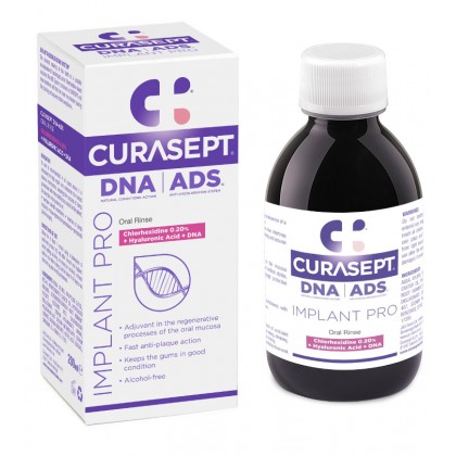 CURASEPT ADS DNA IMPLANT PRO - Płyn do płukania jamy ustnej z chlorheksydyną i kwasem hialuronowym - 200 ml